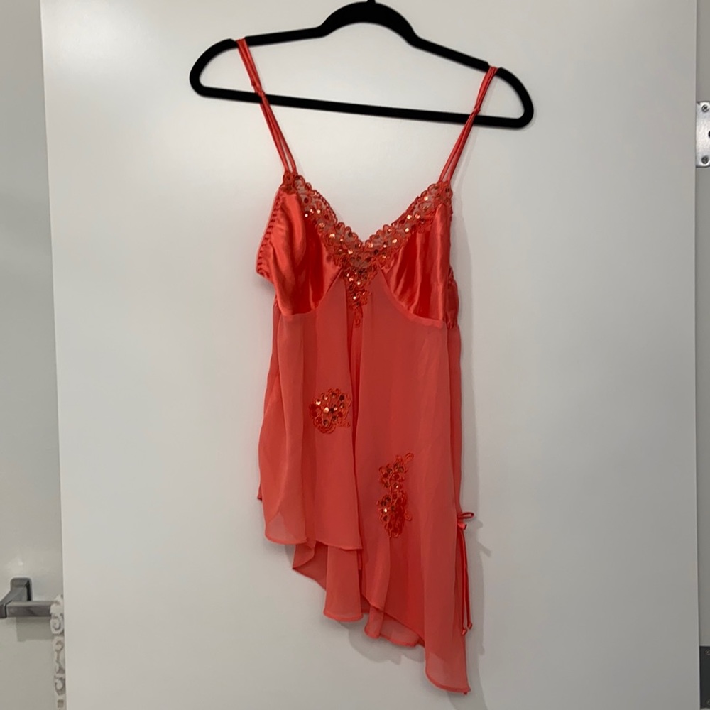 ✨ peach coral sequin babydoll slip